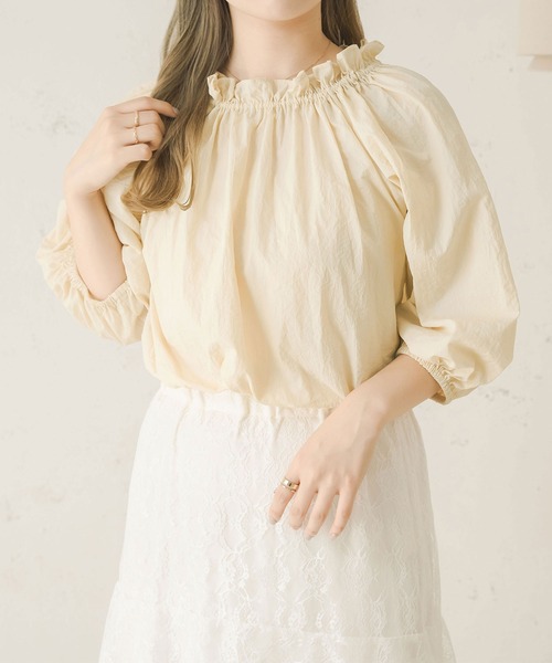 Ambre Neige（アンブルネージュ）の「２ｗａｙギャザーナイロンブラウス／【WEB/EC限定商品】（シャツ/ブラウス・レディース・アイボリー/ライトベージュ・FREE）」の7枚目の写真