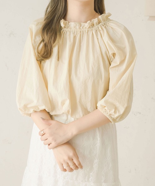 Ambre Neige（アンブルネージュ）の「２ｗａｙギャザーナイロンブラウス／【WEB/EC限定商品】（シャツ/ブラウス・レディース・アイボリー/ライトベージュ・FREE）」の8枚目の写真