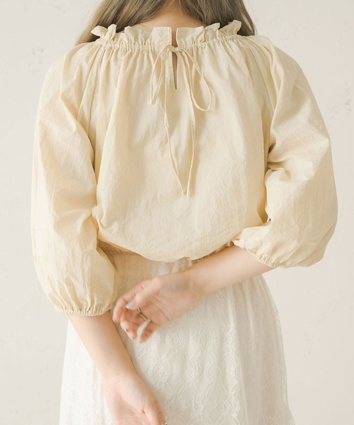 Ambre Neige（アンブルネージュ）の「２ｗａｙギャザーナイロンブラウス／【WEB/EC限定商品】（シャツ/ブラウス・レディース・アイボリー/ライトベージュ・FREE）」の9枚目の写真
