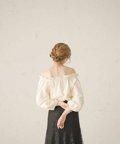 Ambre Neige（アンブルネージュ）の「２ｗａｙギャザーナイロンブラウス／【WEB/EC限定商品】（シャツ/ブラウス・レディース・アイボリー/ライトベージュ・FREE）」の6枚目の写真