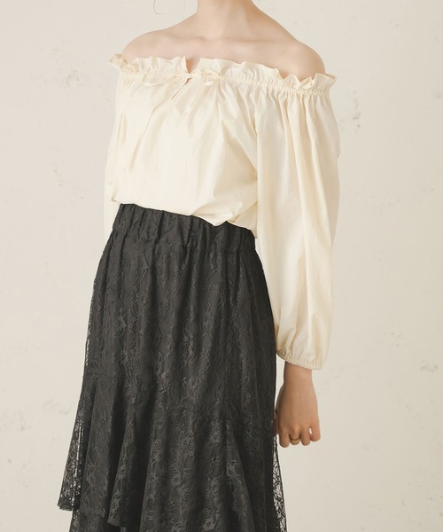 Ambre Neige（アンブルネージュ）の「２ｗａｙギャザーナイロンブラウス／【WEB/EC限定商品】（シャツ/ブラウス・レディース・アイボリー/ライトベージュ・FREE）」の5枚目の写真