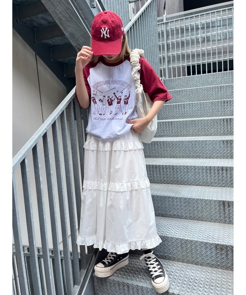 WC(ダブル シー)の「ベースボールモチーフラグランTシャツ(Tシャツ/カットソー・レディース・ネイビー/レッド/グリーン・FREE)」の20枚目の写真