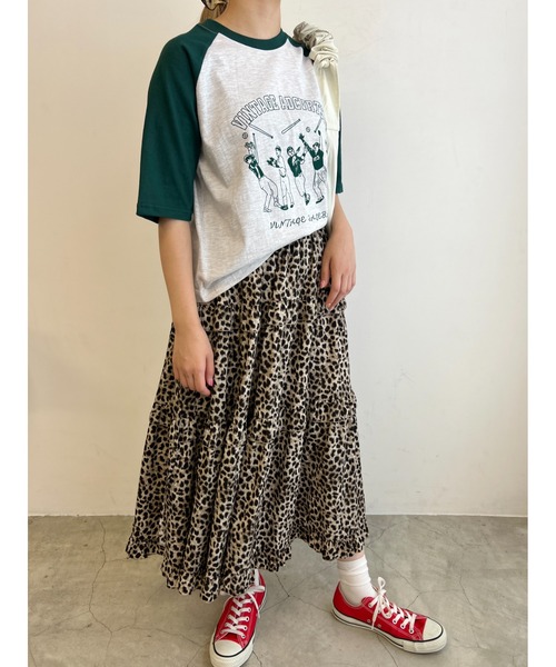 WC(ダブル シー)の「ベースボールモチーフラグランTシャツ(Tシャツ/カットソー・レディース・ネイビー/レッド/グリーン・FREE)」の10枚目の写真