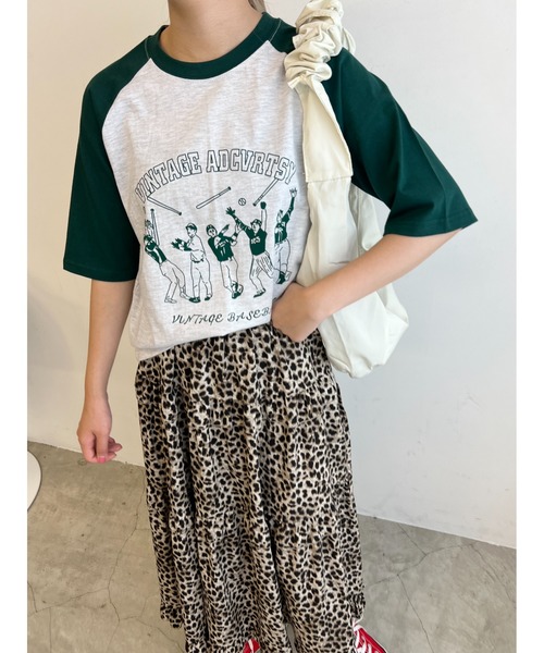 WC(ダブル シー)の「ベースボールモチーフラグランTシャツ(Tシャツ/カットソー・レディース・ネイビー/レッド/グリーン・FREE)」の12枚目の写真