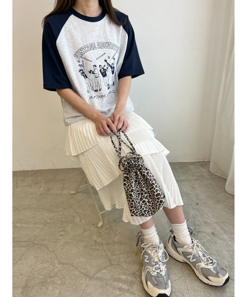 WC(ダブル シー)の「ベースボールモチーフラグランTシャツ(Tシャツ/カットソー・レディース・ネイビー/レッド/グリーン・FREE)」の15枚目の写真
