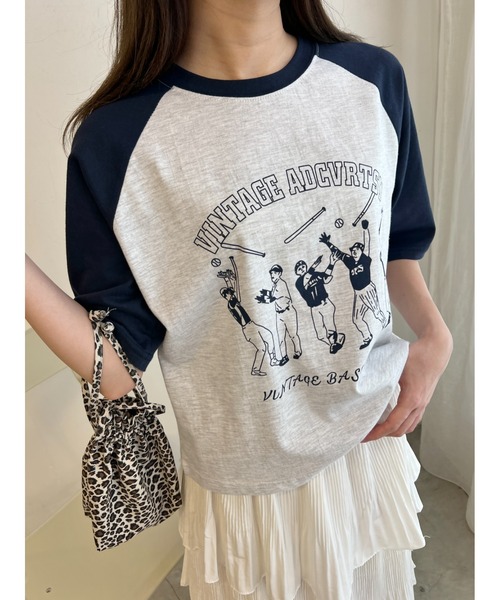WC(ダブル シー)の「ベースボールモチーフラグランTシャツ(Tシャツ/カットソー・レディース・ネイビー/レッド/グリーン・FREE)」の17枚目の写真