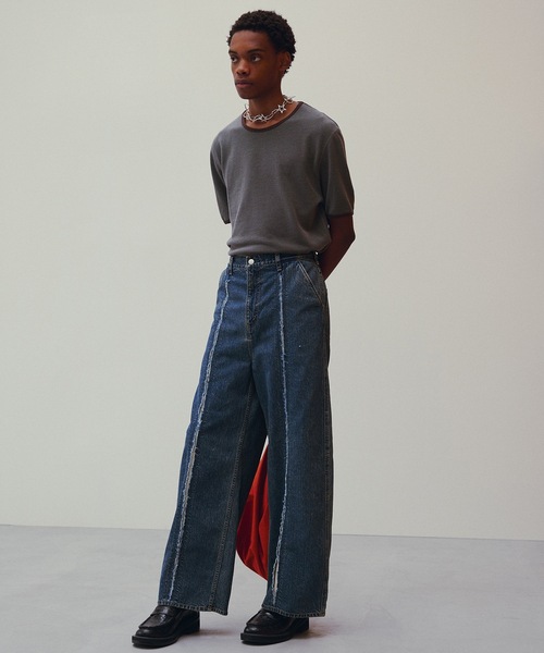 Jieda（ジエダ）の「CUTTING WIDE DENIM（デニムパンツ・メンズ・ブラック/インディゴブルー・2/1）」の4枚目の写真