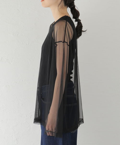 JOURNAL STANDARD（ジャーナルスタンダード）の「シアーチュールロングTシャツ（Tシャツ/カットソー・レディース・ブラック/アイボリー/ブラウン・FREE）」の16枚目の写真