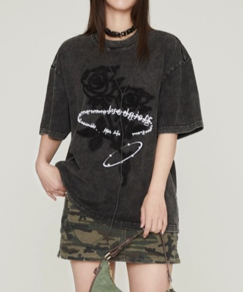 DIAVEL(ディアベル)の「ビッグシルエット タイダイ Tシャツ(Tシャツ/カットソー・レディース・ダークグレー・M)」の6枚目の写真