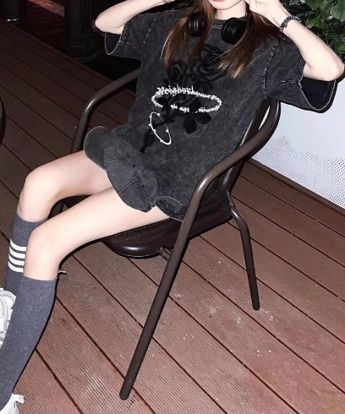 DIAVEL(ディアベル)の「ビッグシルエット タイダイ Tシャツ(Tシャツ/カットソー・レディース・ダークグレー・M)」の3枚目の写真