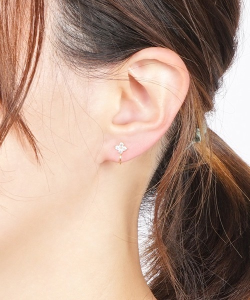 itam(アイタム)の「【itam】アイタム/ キュービックジルコニア フラワーノンホールピアス/ 金属アレルギー対応ピアス(イヤリング・レディース・ゴールド/ピンクゴールド・FREE)」の4枚目の写真