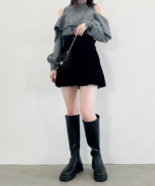 Scuba ミッドライズミニスカート ベルベットコーデュロイ