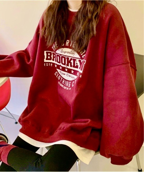 Burner（バーナー）の「【BURNER Recommend Select】プリント スウェット oku-tops-731817441615-15 U（スウェット・レディース・レッド/ダークグレー/グレー/ダークグリーン・M/L/XL）」の4枚目の写真