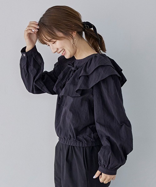 petit main LIEN（プティマインリアン）の「【LIEN】【リンク】付け衿ブラウス（シャツ/ブラウス・レディース・オフホワイト/ブラック・FREE）」の11枚目の写真