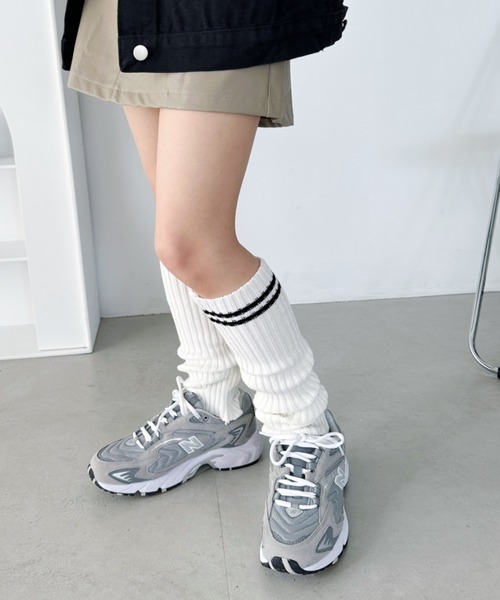 セール】ラインリブニットアームウォーマー/レッグウォーマー（レッグ