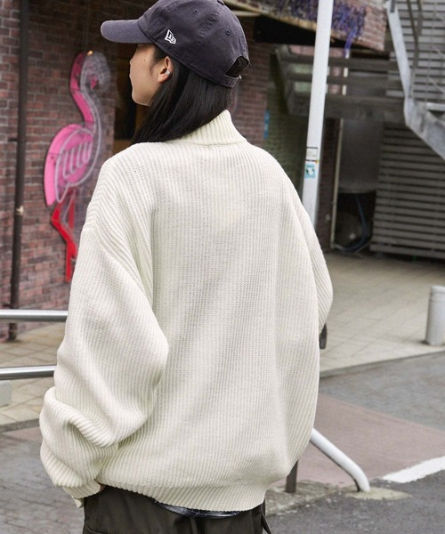 U.S. POLO ASSN.(ユーエスポロアッスン)の「U.S. POLO ASSN. /ユーエスポロアッスン 別注 ワンポイントロゴ刺繍 ハーフジップ ビッグシルエットニット(ニット/セーター・メンズ・アイボリー/ブラック/オリーブ/ネイビー/アッシュグレー/ピンク・S/M/L)」の11枚目の写真