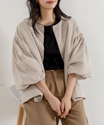 DAY CLOSET | 【ミドル丈/シルエットが変わる紐付き】長袖ノーカラーバルーンスリーブブルゾン レディース(ブルゾン)