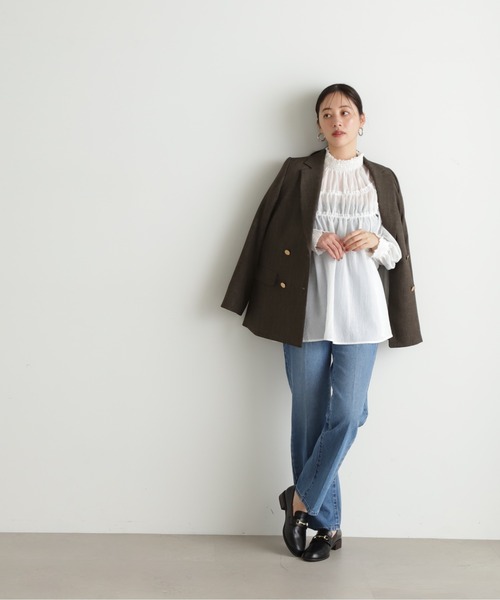 N.(N. Natural Beauty Basic)(エヌエヌナチュラルビューティーベーシック)の「◆ライトボイルギャザーブラウス(シャツ/ブラウス・レディース・オフホワイト/ブラック・MEDIUM)」の8枚目の写真