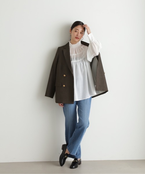 N.(N. Natural Beauty Basic)(エヌエヌナチュラルビューティーベーシック)の「◆ライトボイルギャザーブラウス(シャツ/ブラウス・レディース・オフホワイト/ブラック・MEDIUM)」の9枚目の写真