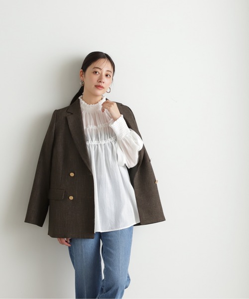 N.(N. Natural Beauty Basic)(エヌエヌナチュラルビューティーベーシック)の「◆ライトボイルギャザーブラウス(シャツ/ブラウス・レディース・オフホワイト/ブラック・MEDIUM)」の11枚目の写真