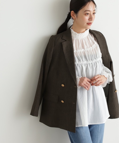 N.(N. Natural Beauty Basic)(エヌエヌナチュラルビューティーベーシック)の「◆ライトボイルギャザーブラウス(シャツ/ブラウス・レディース・オフホワイト/ブラック・MEDIUM)」の12枚目の写真