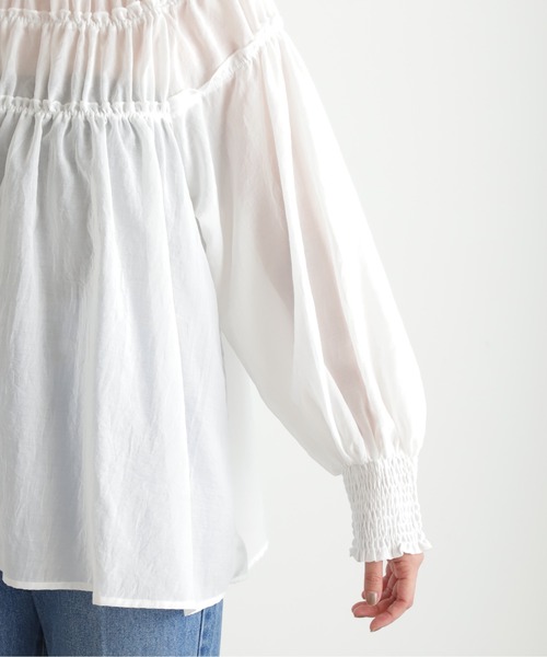 N.(N. Natural Beauty Basic)(エヌエヌナチュラルビューティーベーシック)の「◆ライトボイルギャザーブラウス(シャツ/ブラウス・レディース・オフホワイト/ブラック・MEDIUM)」の17枚目の写真
