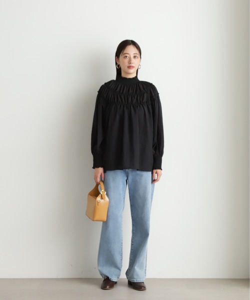 N.(N. Natural Beauty Basic)(エヌエヌナチュラルビューティーベーシック)の「◆ライトボイルギャザーブラウス(シャツ/ブラウス・レディース・オフホワイト/ブラック・MEDIUM)」の20枚目の写真