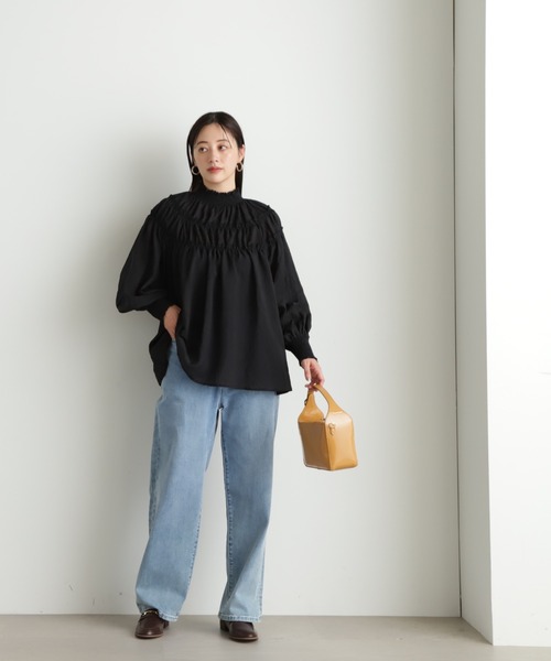 N.(N. Natural Beauty Basic)(エヌエヌナチュラルビューティーベーシック)の「◆ライトボイルギャザーブラウス(シャツ/ブラウス・レディース・オフホワイト/ブラック・MEDIUM)」の21枚目の写真