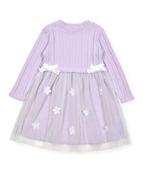 SLAP SLIP(スラップスリップ)の「【お揃い】花柄シフォンリボン付きワンピース(80~130cm)(ワンピース・キッズ・オフホワイト/パープル・90cm/110cm/130cm/100cm/80cm/120cm)」の14枚目の写真
