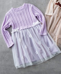 【お揃い】花柄シフォンリボン付きワンピース(80~130cm)