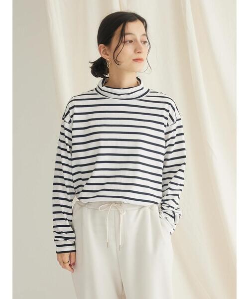 CRAFT STANDARD BOUTIQUE（クラフトスタンダードブティック）の「ハイネックインナーカットプルオーバー（Tシャツ/カットソー・レディース・その他9/ブラック/オフホワイト・FREE）」の5枚目の写真