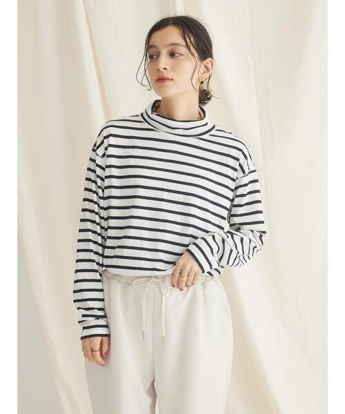 CRAFT STANDARD BOUTIQUE（クラフトスタンダードブティック）の「ハイネックインナーカットプルオーバー（Tシャツ/カットソー・レディース・その他9/ブラック/オフホワイト・FREE）」の15枚目の写真