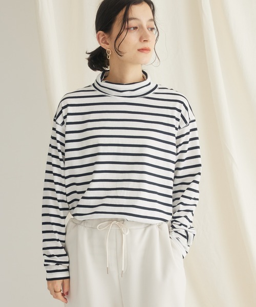 CRAFT STANDARD BOUTIQUE（クラフトスタンダードブティック）の「ハイネックインナーカットプルオーバー（Tシャツ/カットソー・レディース・その他9/ブラック/オフホワイト・FREE）」の3枚目の写真