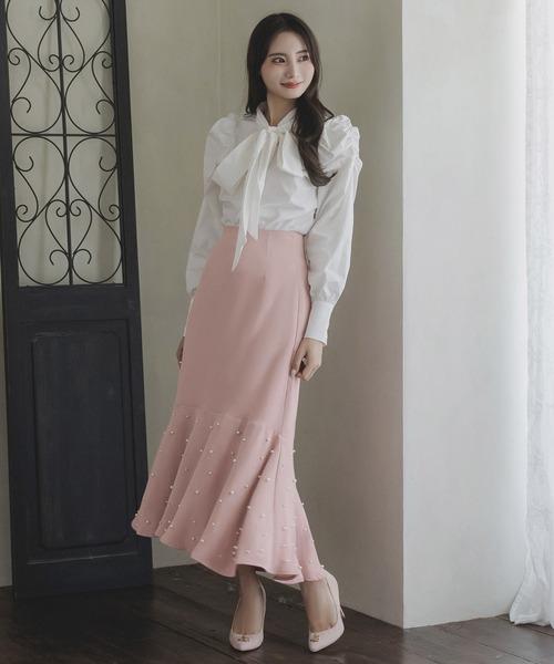 Julia Boutique(ジュリアブティック)の「パールデコマーメイドスカート/23578(スカート・レディース・ブラック/ピンク系/レッド系・ONE)」の7枚目の写真