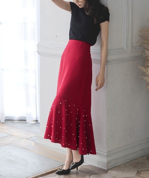 Julia Boutique(ジュリアブティック)の「パールデコマーメイドスカート/23578(スカート・レディース・ブラック/ピンク系/レッド系・ONE)」の12枚目の写真