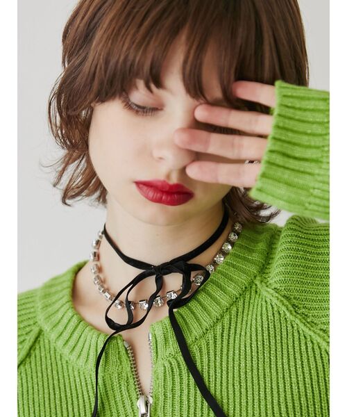 jouetie（ジュエティ）の「ビジューリボンチョーカー（ネックレス・レディース・ブラック/ボルドー・FREE）」の3枚目の写真