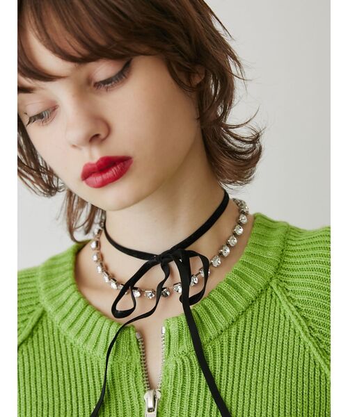jouetie（ジュエティ）の「ビジューリボンチョーカー（ネックレス・レディース・ブラック/ボルドー・FREE）」の5枚目の写真