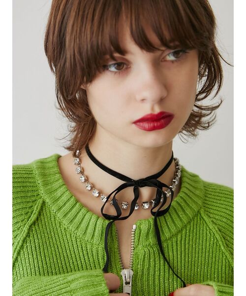 jouetie（ジュエティ）の「ビジューリボンチョーカー（ネックレス・レディース・ブラック/ボルドー・FREE）」の7枚目の写真