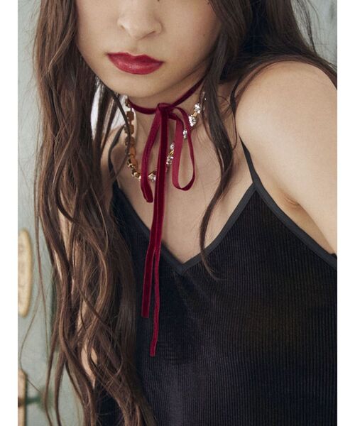 jouetie（ジュエティ）の「ビジューリボンチョーカー（ネックレス・レディース・ブラック/ボルドー・FREE）」の10枚目の写真