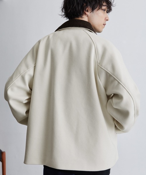 オーバーサイズ テックメルトン コーデュロイ襟ハンティングジャケット