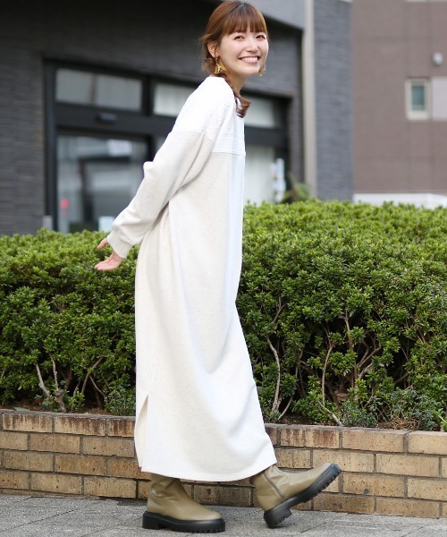 チチカカ(チチカカ)の「ジャカード切替ワンピース【大きいサイズ】(ワンピース・レディース・ネイビー/モカ/オートミール・3L)」の5枚目の写真