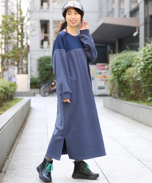チチカカ(チチカカ)の「ジャカード切替ワンピース【大きいサイズ】(ワンピース・レディース・ネイビー/モカ/オートミール・3L)」の6枚目の写真