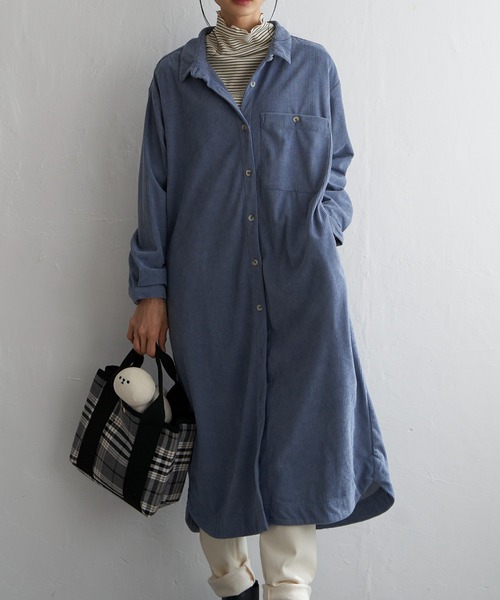 LBC(エルビーシー)の「コーデュロイワンピース(ワンピース・レディース・チャコールグレー/ブルー/オフホワイト・M/L)」の5枚目の写真