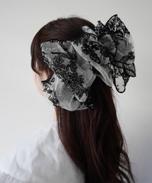 Port（ポート）の「モノトーン フラワー ビッグ リボン ヘアクリップ / シュシュ #_（シュシュ・キッズ）」