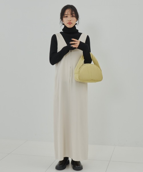 Aunt Marie's(アントマリーズ)の「Vネックジップジャンスカ(ジャンパースカート・レディース・ホワイト/ブラック・FREE)」の6枚目の写真