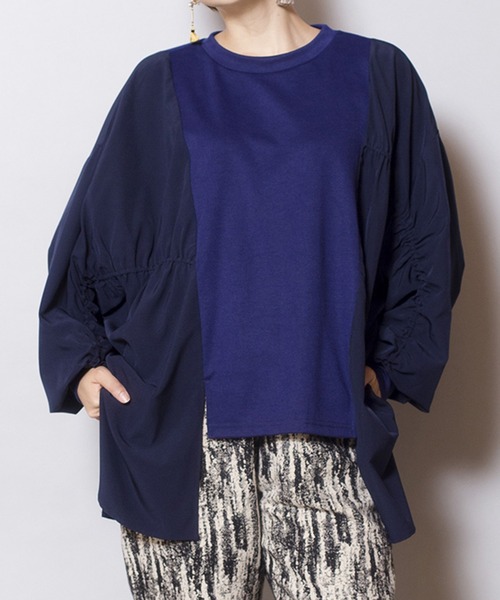 OSMOSIS（オズモーシス）の「切替ギャザープルオーバー（Tシャツ/カットソー・レディース・ネイビー/オリーブ/ブラック・ONE SIZE）」の3枚目の写真