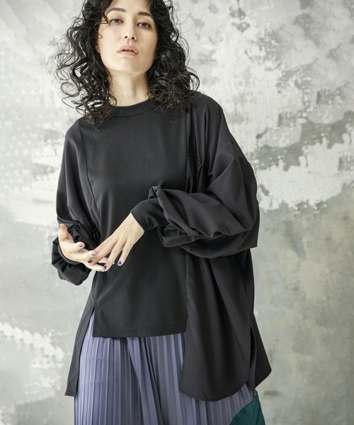 OSMOSIS（オズモーシス）の「切替ギャザープルオーバー（Tシャツ/カットソー・レディース・ネイビー/オリーブ/ブラック・ONE SIZE）」の6枚目の写真