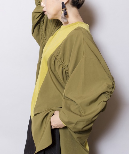 OSMOSIS（オズモーシス）の「切替ギャザープルオーバー（Tシャツ/カットソー・レディース・ネイビー/オリーブ/ブラック・ONE SIZE）」の18枚目の写真