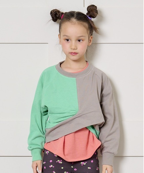 BIG FIELD（ビッグフィールド）の「ナガソデクロスロンT（90～150cm）（Tシャツ/カットソー・キッズ・グレー/パープル/チャコール/オフホワイト・100/110/130/140/120/90/150）」の2枚目の写真