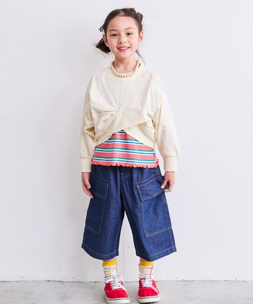 BIG FIELD（ビッグフィールド）の「ナガソデクロスロンT（90～150cm）（Tシャツ/カットソー・キッズ・グレー/パープル/チャコール/オフホワイト・100/110/130/140/120/90/150）」の5枚目の写真